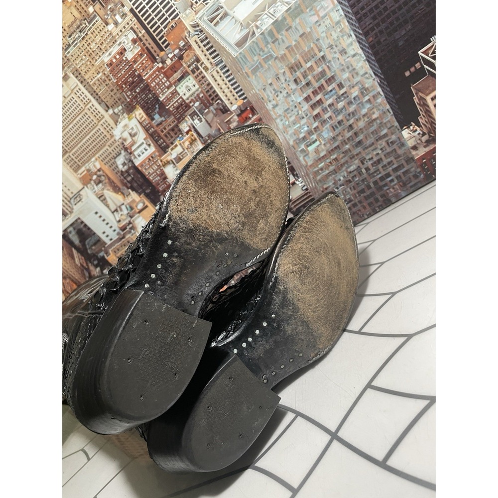 Vintage Justin Black Snake Skin Cowboy Western Boots Mens Sz 7.5 D/6046 USA Made - Picture 8 of 13